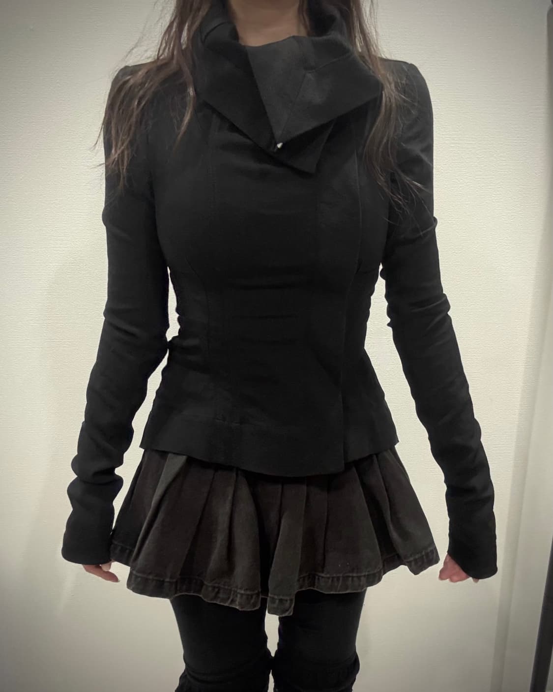 Rick Owens 18SS Dirt 사선 하이넥 코튼 재킷 블랙 상품이미지2