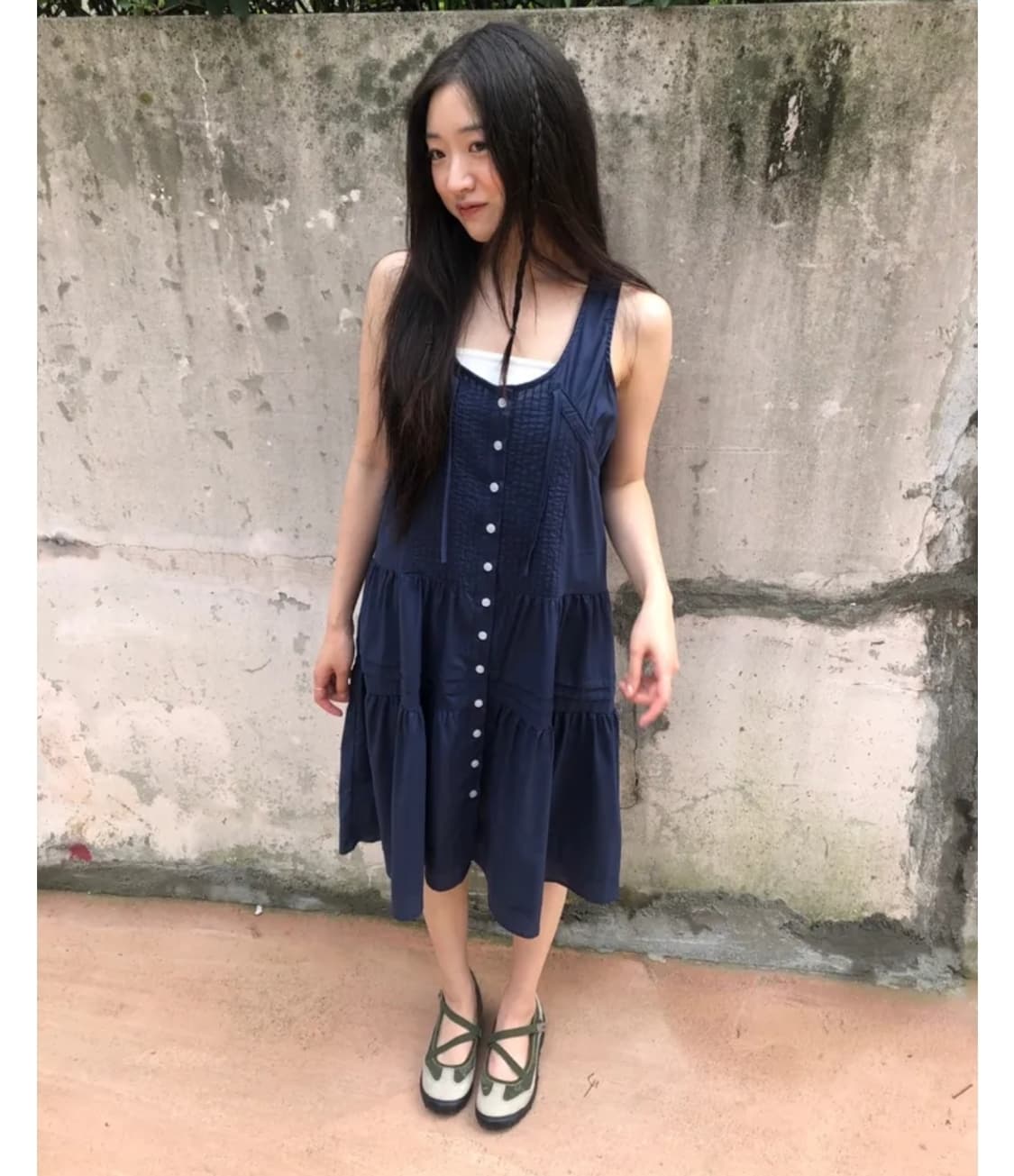 그린씨 보니타 슬리브리스 원피스 네이비 상품이미지2