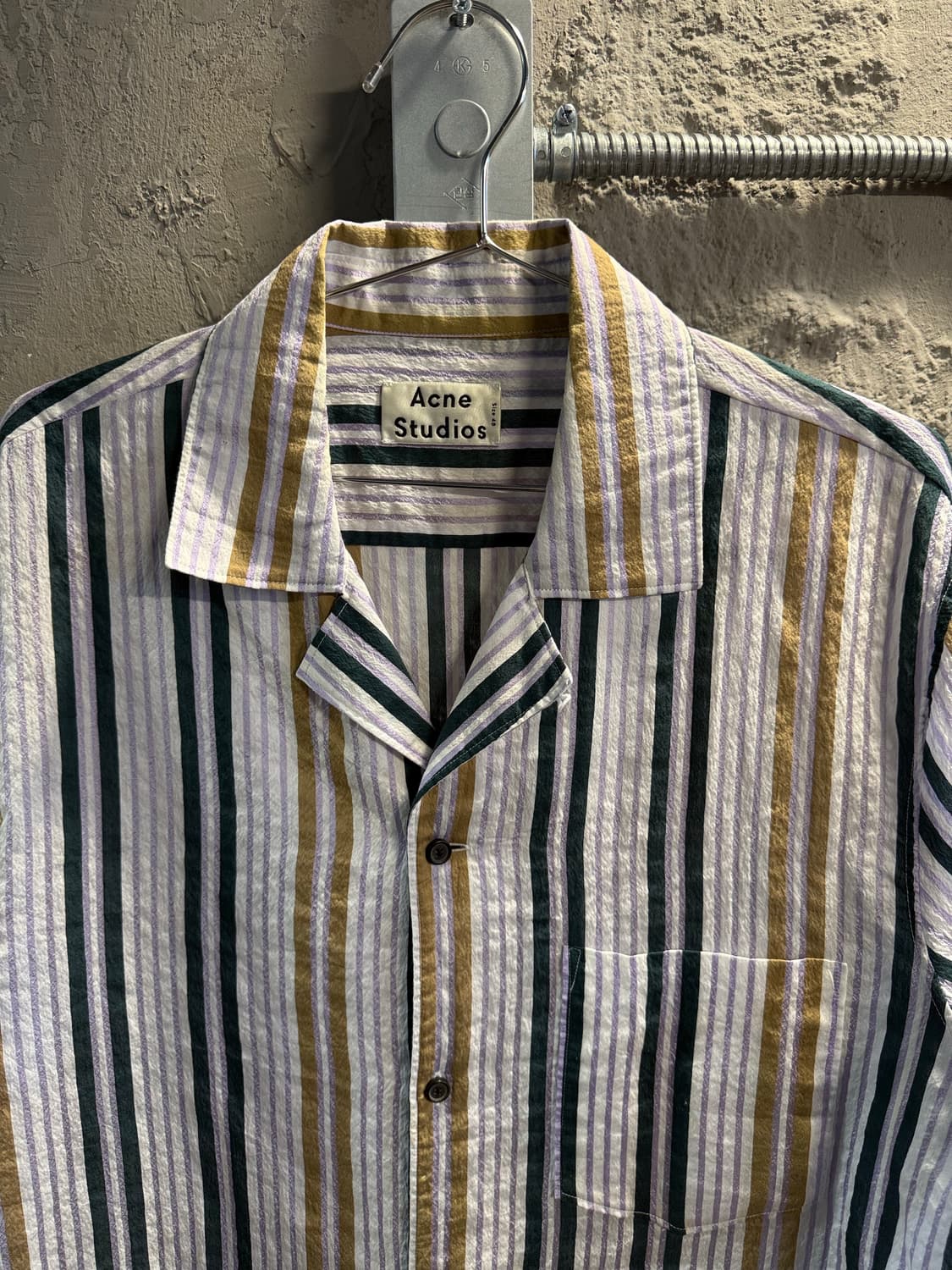 44 아크네 스튜디오 ACNE STUDIOS 시어 스트라이프 셔츠 그린 상품이미지4