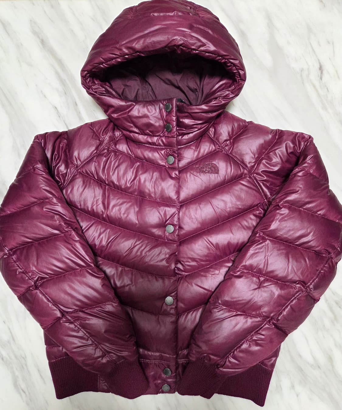 노스페이스 버건디 구스다운 숏패딩 상품이미지1