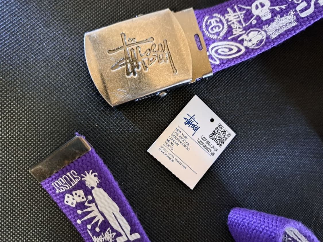 08년도 텐진 챕터구매 스투시 올오버 로고 웹 벨트 퍼플 상품이미지2