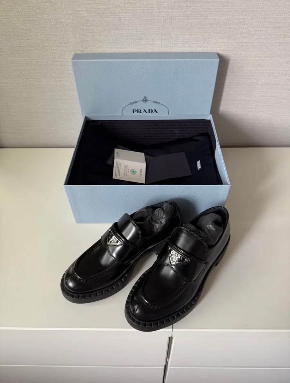 프라다 초콜릿 브러쉬드 로퍼 여성 37 240mm 상품이미지1