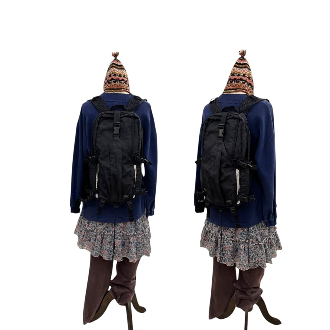 포터 바이시클 나일론 립스탑 백팩 블랙 상품이미지9