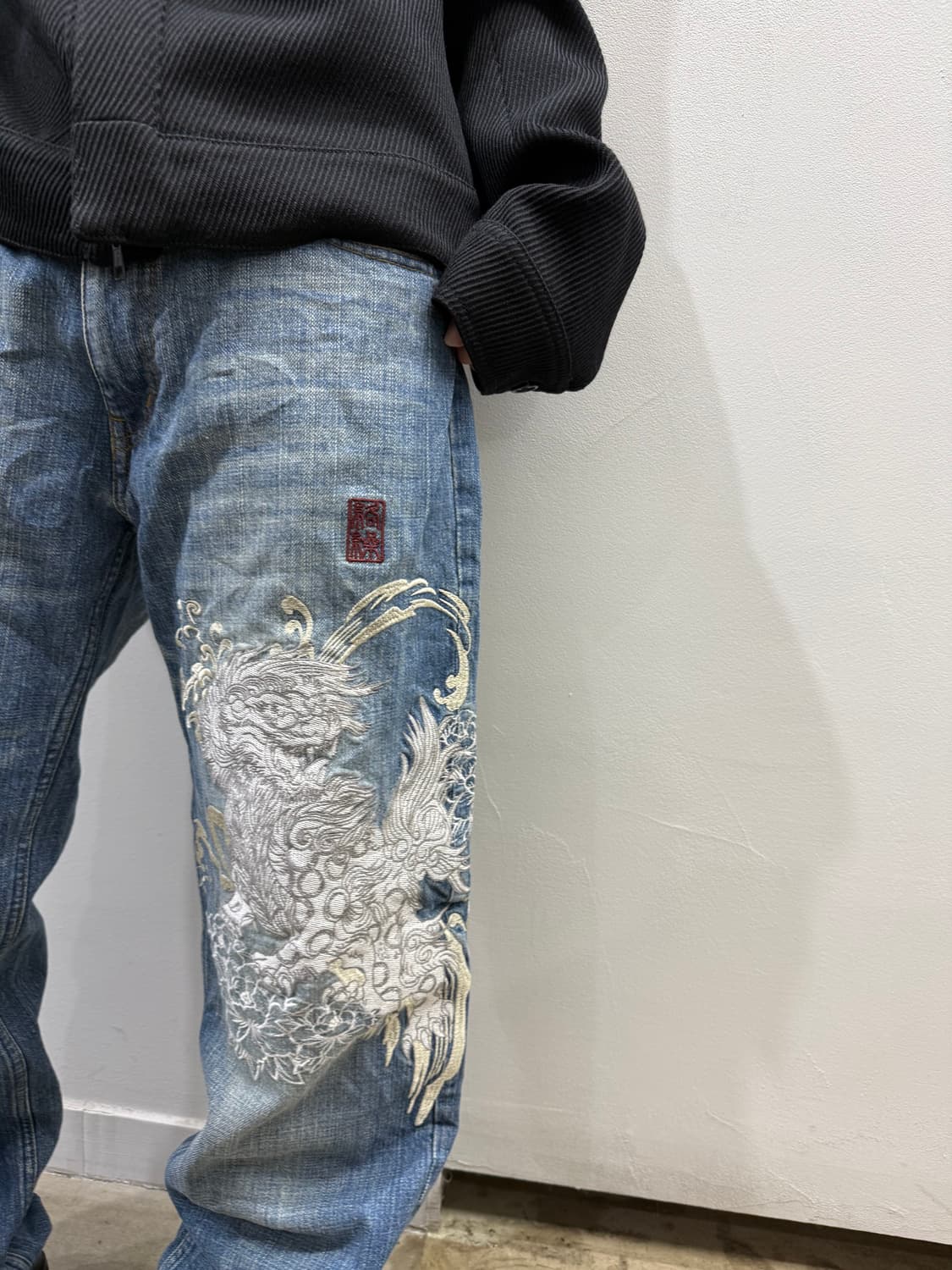 카라쿠리 타마시 오리엔탈 디테일 와이드 데님팬츠 상품이미지8