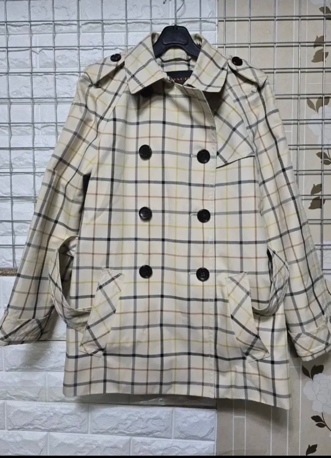 코치 COACH 체크 숏트렌치 코트 XS 상품이미지1