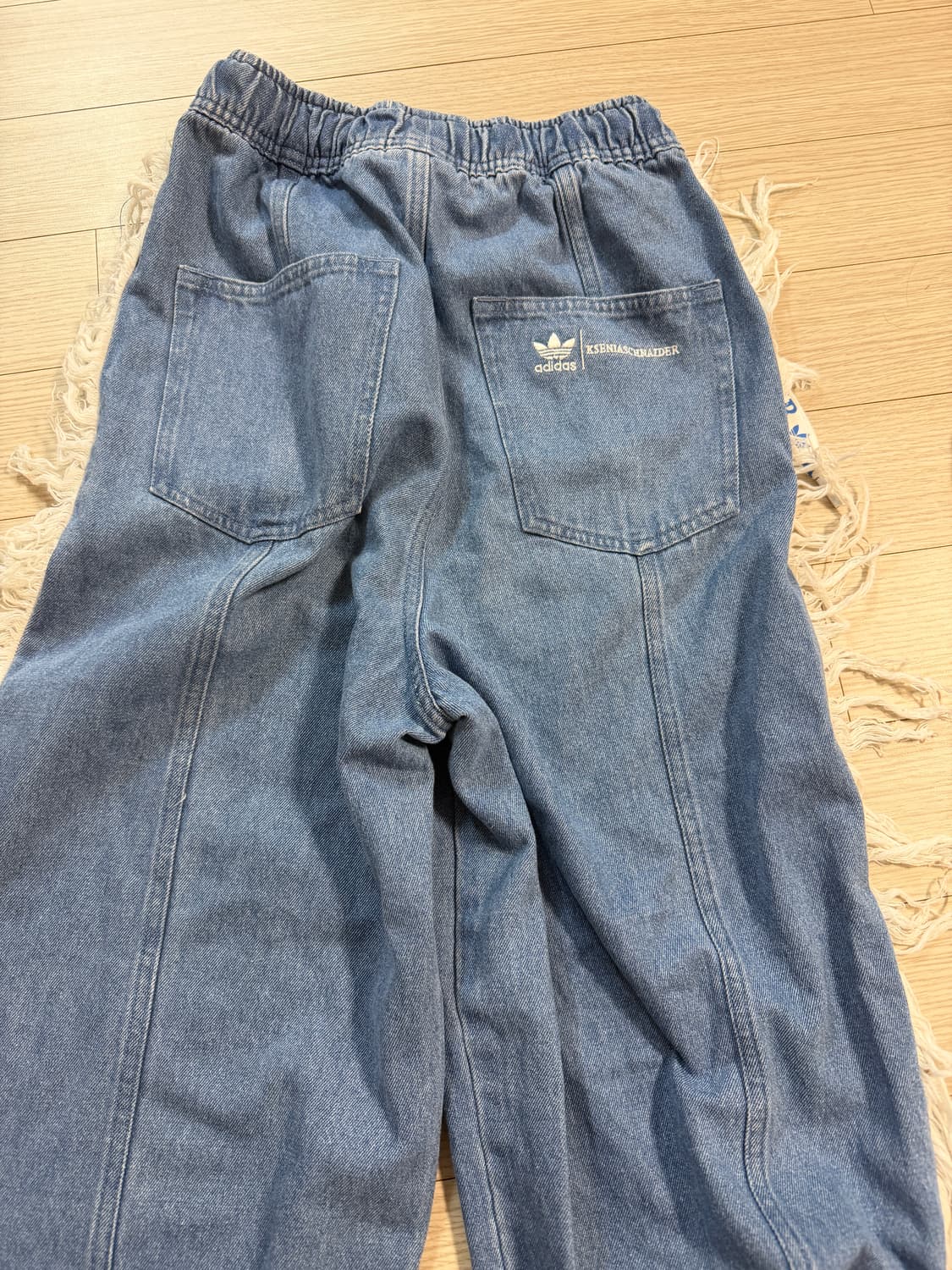 아디다스 크세니아슈나이더  23FW 데님 프레이 밴딩 팬츠 진 xs 상품이미지3