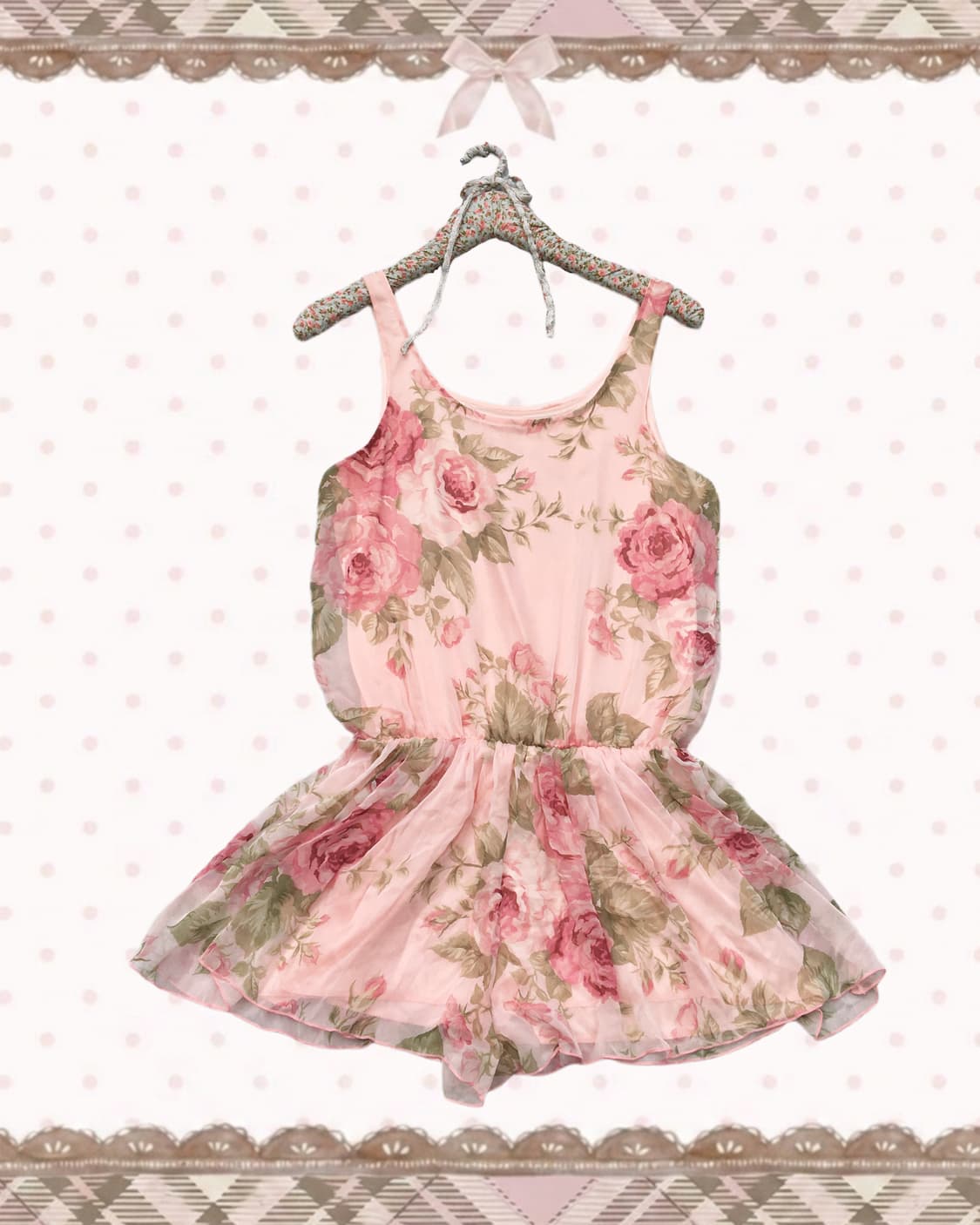 빅로즈 쉬폰 슬리브리스 롬퍼 상품이미지1