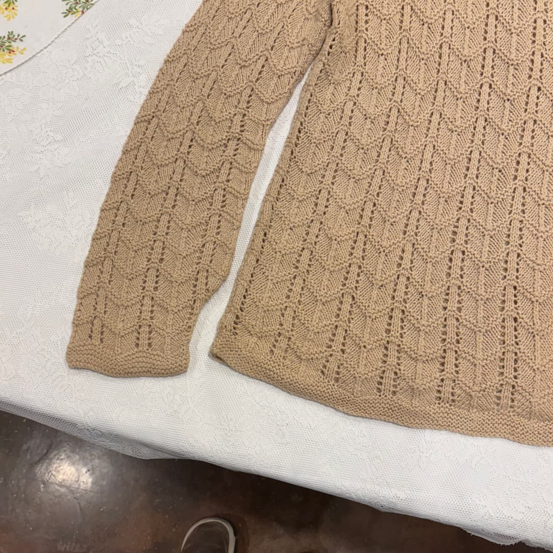 일본 빈티지 베이지 루즈핏 모리 크로셰 패턴 가디건 상품이미지7