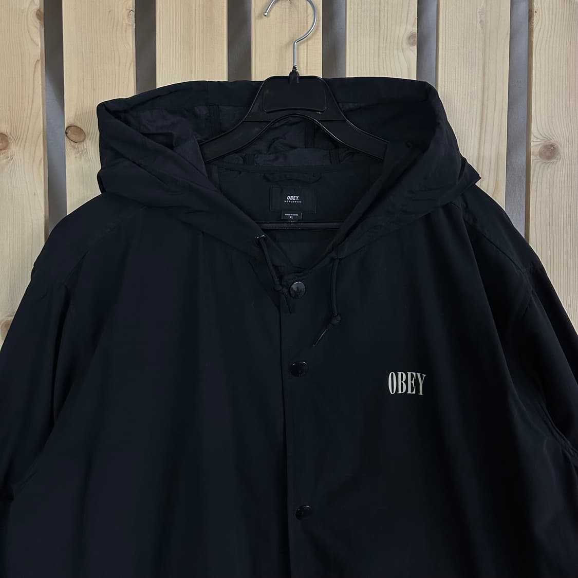 (XL) 오베이 빅로고 블랙 롱 코치 자켓 상품이미지4