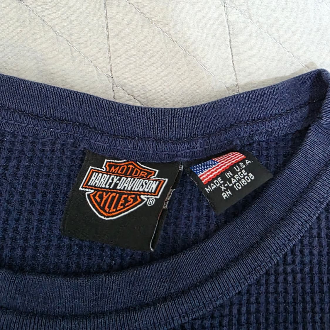 [2XL] 90-00s 빈티지 할리데이비슨 써멀 와플 네이비 롱슬리브 상품이미지4