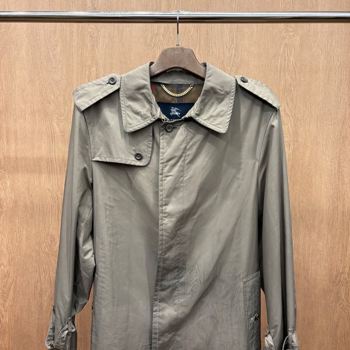 버버리 런던 트렌치 코트 안감 체크 라이닝 소매 허리 벨트 스트랩 브라운 상품이미지4