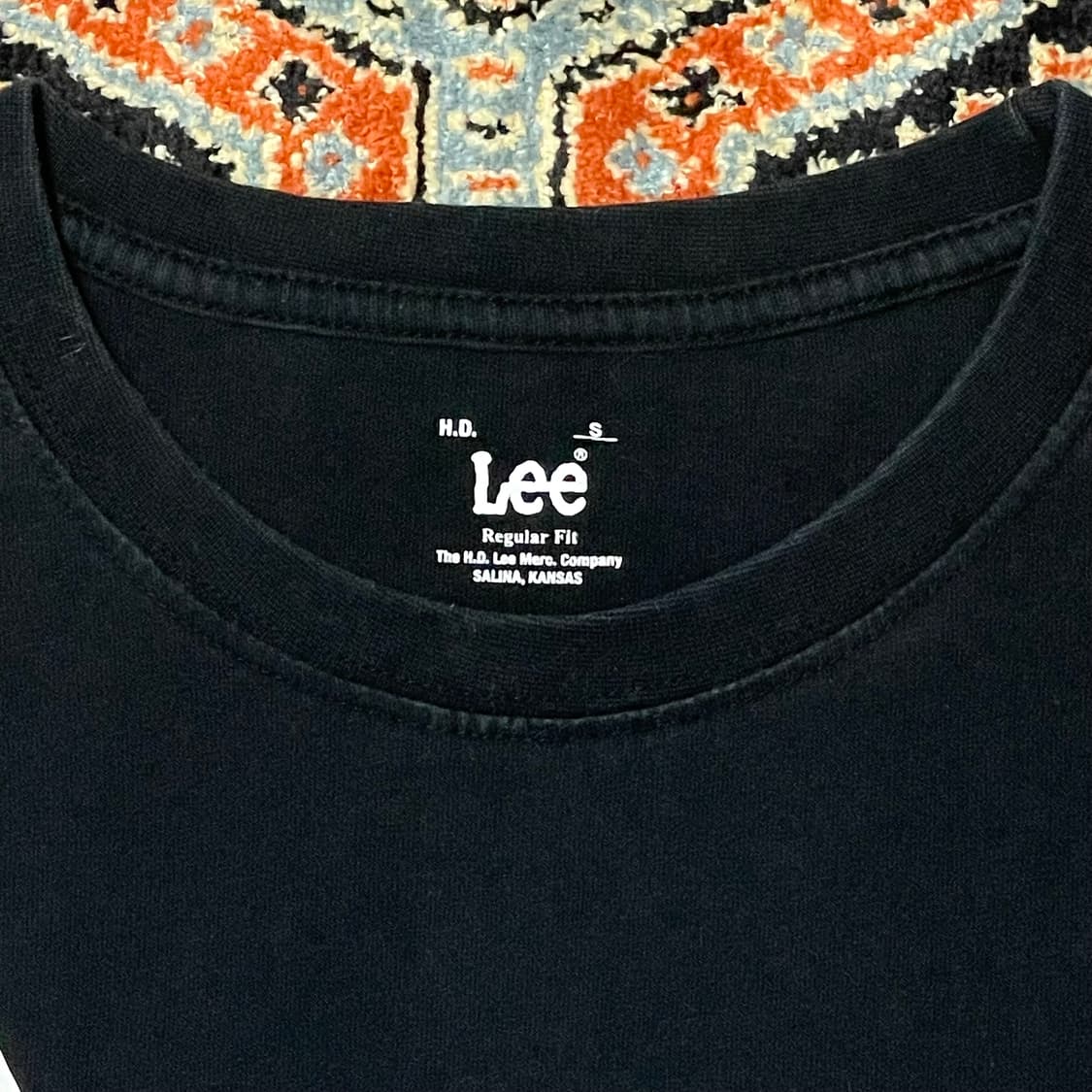 리 LEE 스펠로고 블랙 레귤러핏 반팔티셔츠 남성S 상품이미지4