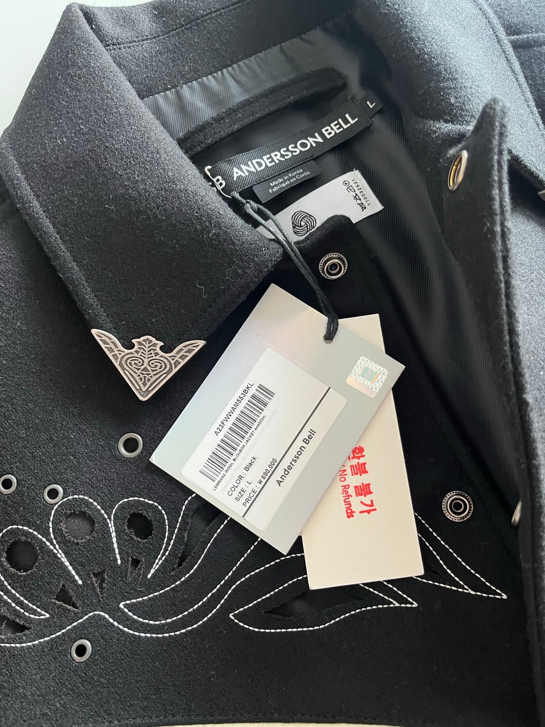 새제품) 엔더슨벨 르망 울 웨스턴 블루종L 상품이미지7