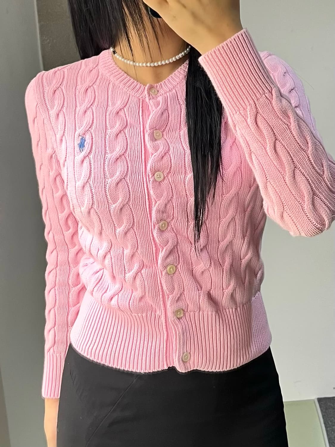 폴로 랄프 로렌 QR 라벨 케이블 가디건 상품이미지1