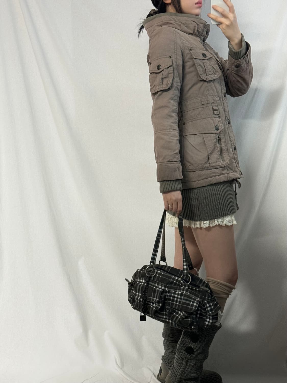 하이 넥 스트링 유틸리티 히든 후디드 자켓 상품이미지2