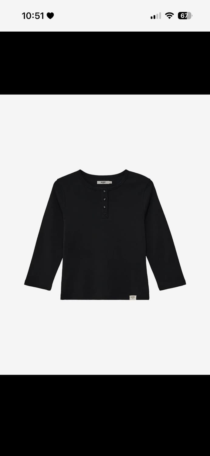 3/4 BUTTON FLY TEE Black 상품이미지1