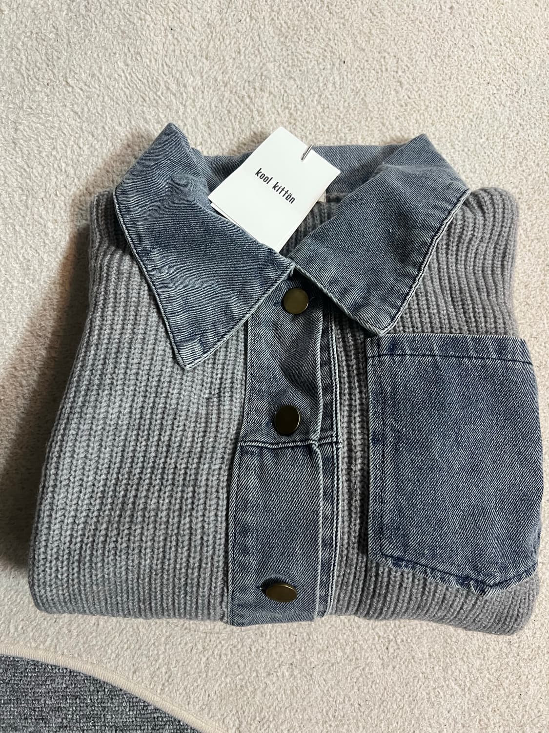 쿨키튼 데님 배색 니트가디건 새상품 상품이미지2