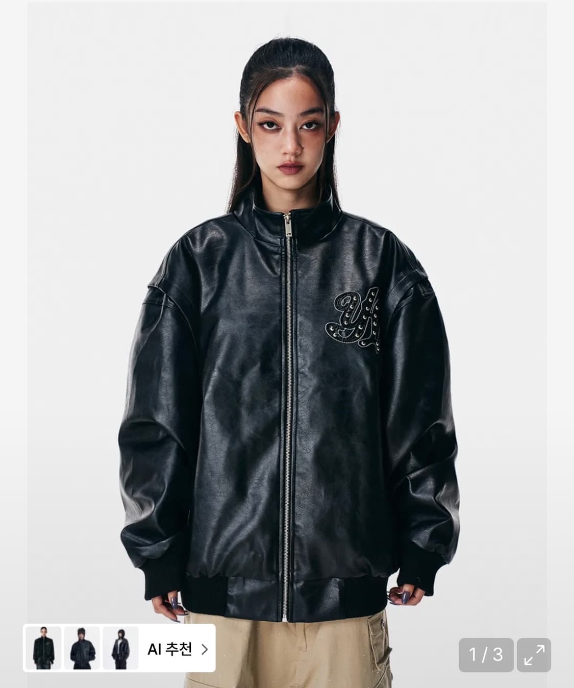 와이이이엘 FAUX LEATHER WINGED JACKET BLACK 상품이미지1