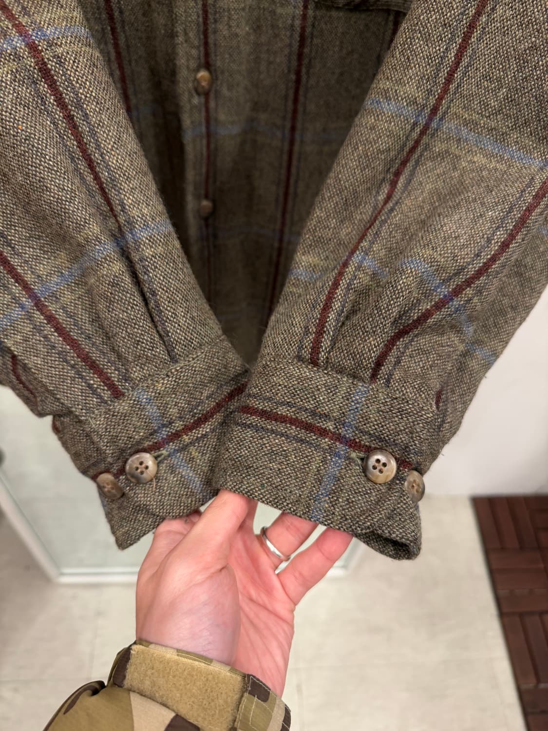 Vtg 빈티지 쉐르파 울 체크 셔츠 (Fabric by Italy) 상품이미지4