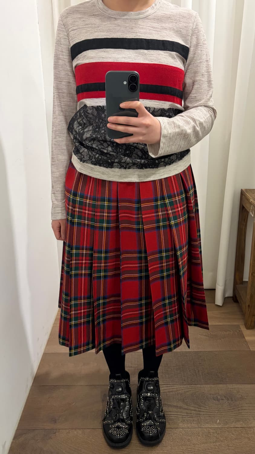 Tartan Check Pleats Skirt 상품이미지5