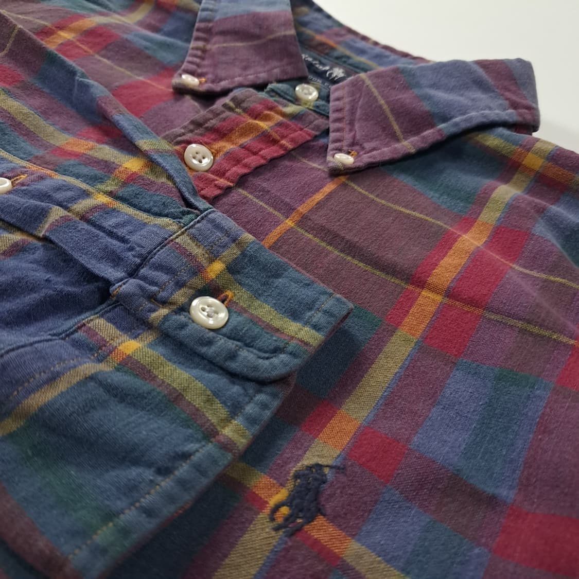 CK254 XL 폴로 90s 싱가포르판 프레피 타탄체크 셔츠 남방 상품이미지4