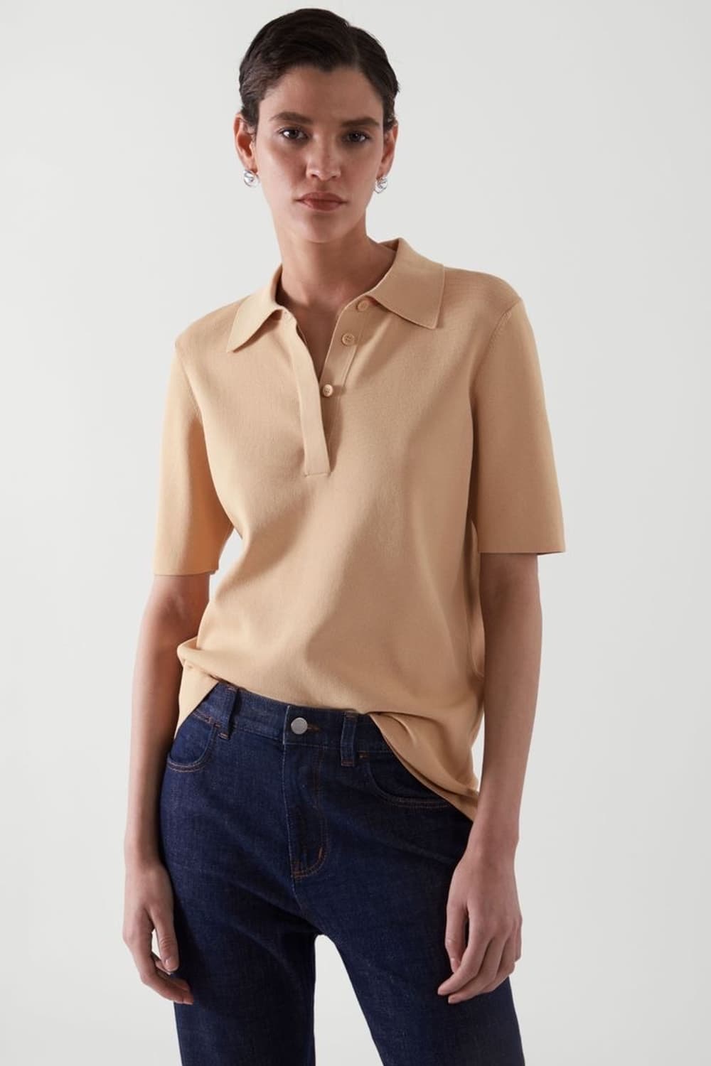 COS 반팔 니트 폴로셔츠 베이지 상품이미지1
