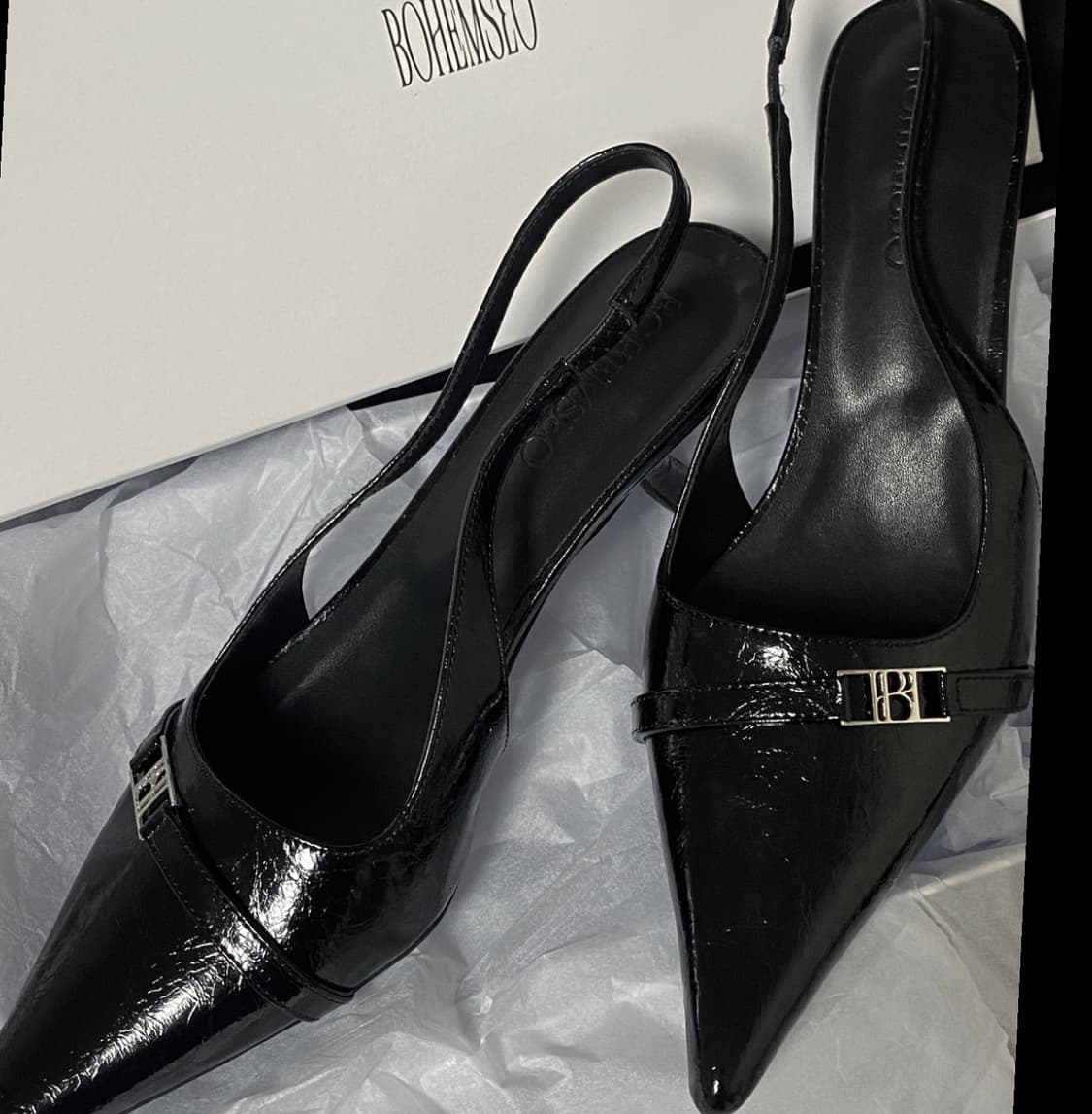 보헤미안서울 메탈라벨 슬링백 구두255 상품이미지1