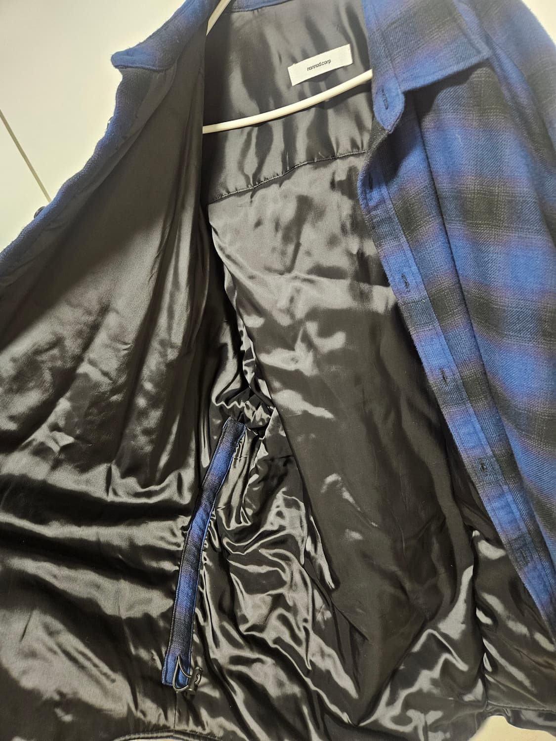 논노드 패디드 플렉서블 슬럽 체크 셔츠 빈티지 블루 퍼플 사이즈 2 상품이미지3