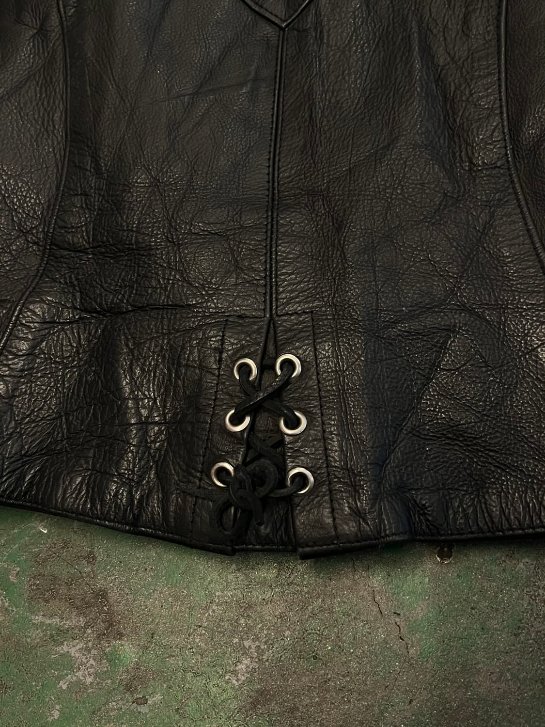 00's Y2K 레더클럽 천연 소 가죽 여성 바이커 자켓 상품이미지10