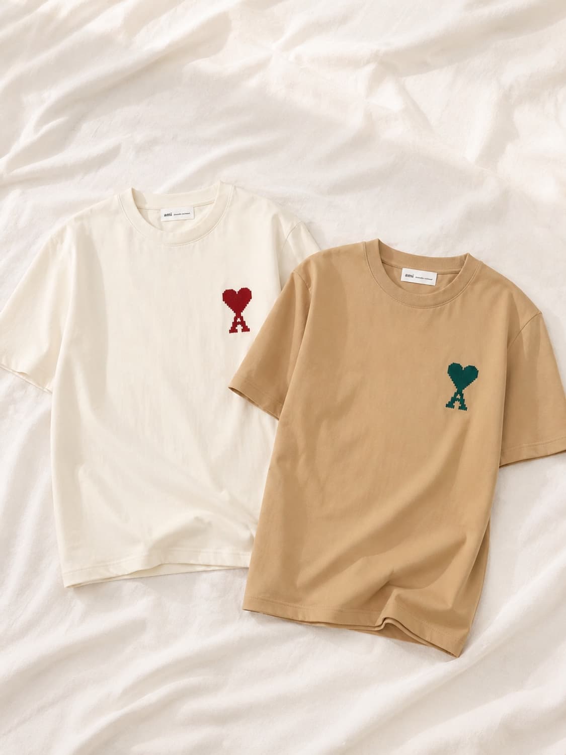 아미 빅로그 반팔티 베이지/아이보리 새상품 상품이미지1