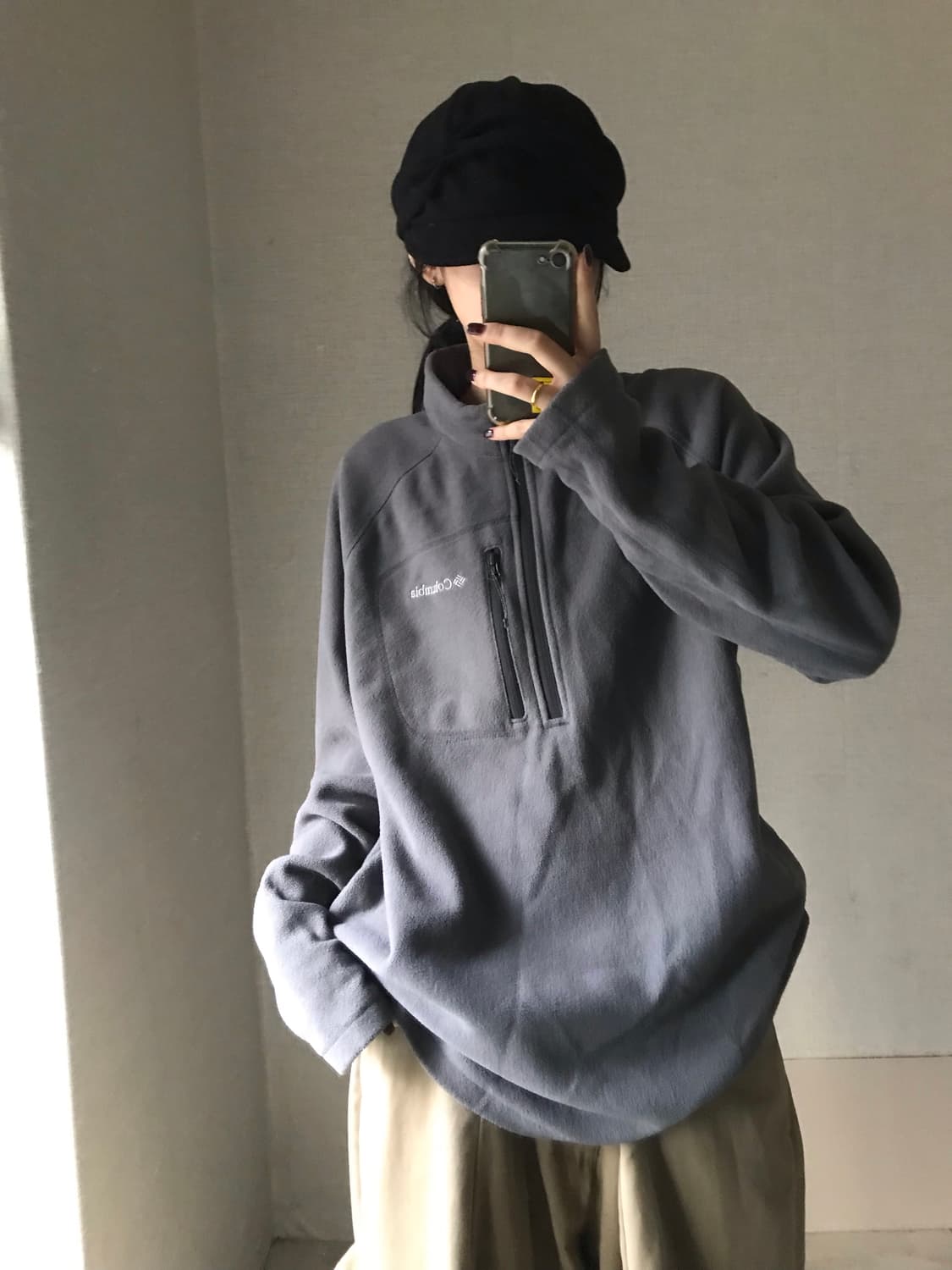 콜롬비아 오버핏 후리스 반집업 상품이미지1