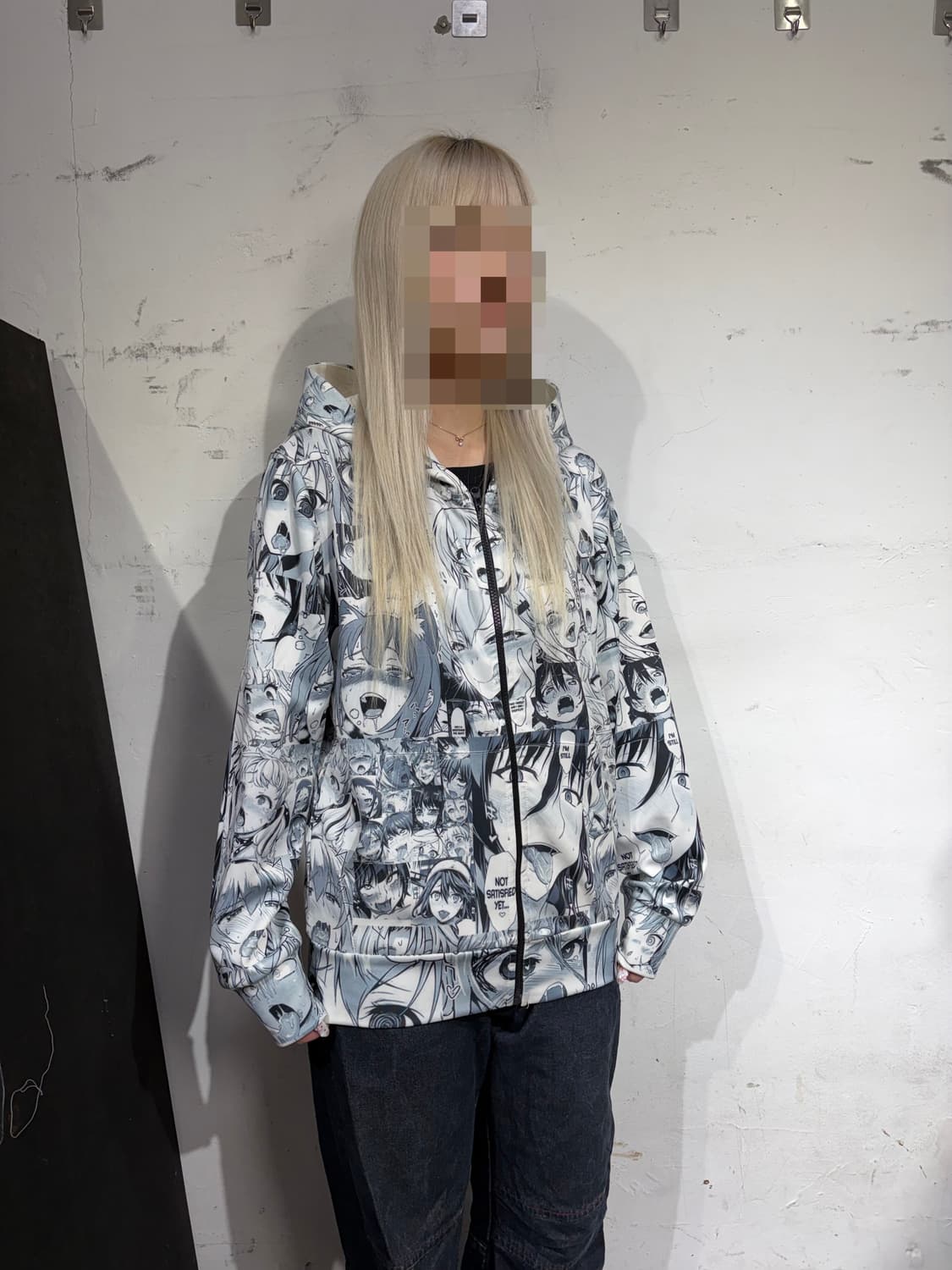 빈티지 아헤가오 프린팅 후드집업 M 상품이미지3