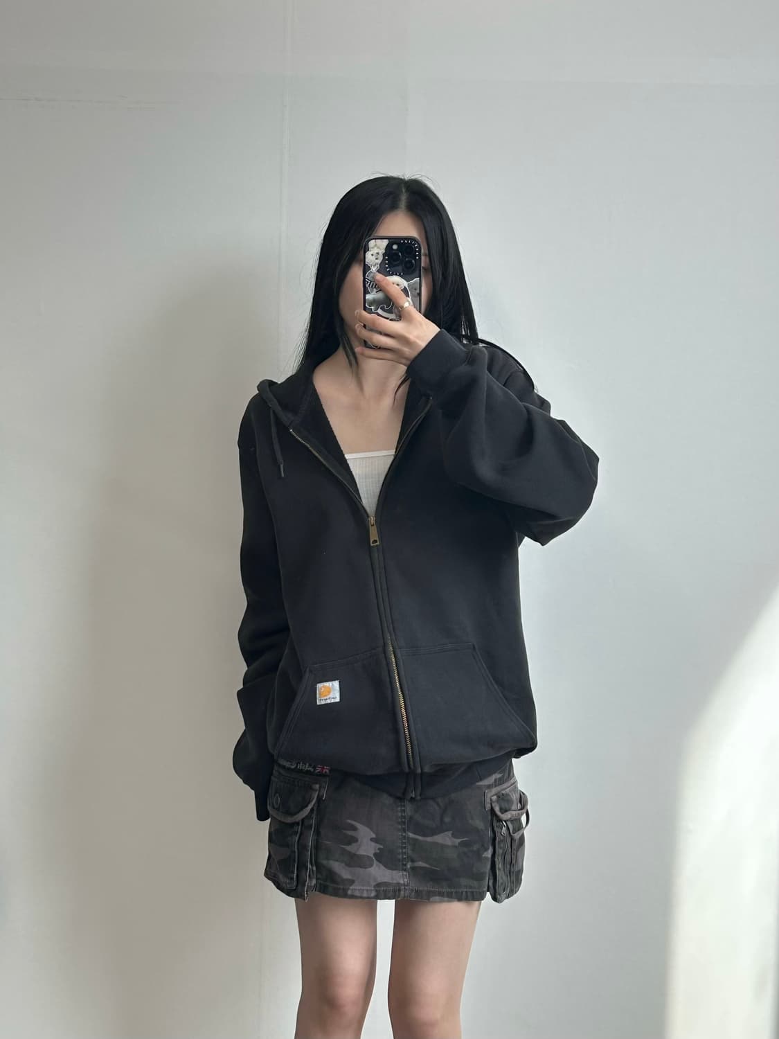칼하트 레인디펜더 써멀 블랙 후드집업 상품이미지1