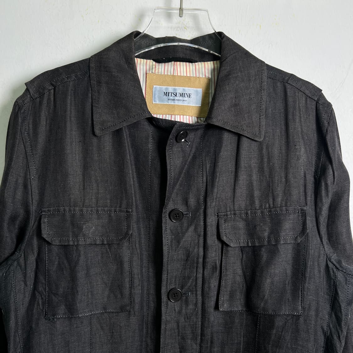 MITSUMINE 미츠미네 블랙 린넨 퍼티그 자켓 M 상품이미지4