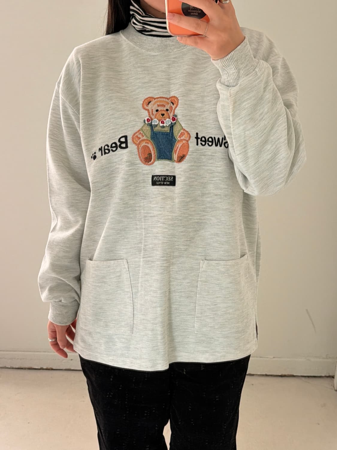 일본빈티지 모리 곰돌이자수 스웻 맨투맨 상품이미지3