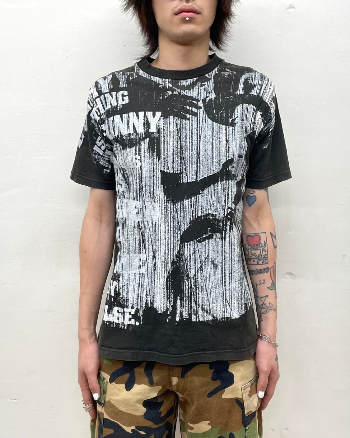 White Printed Activity Black T-Shirt  상품이미지1