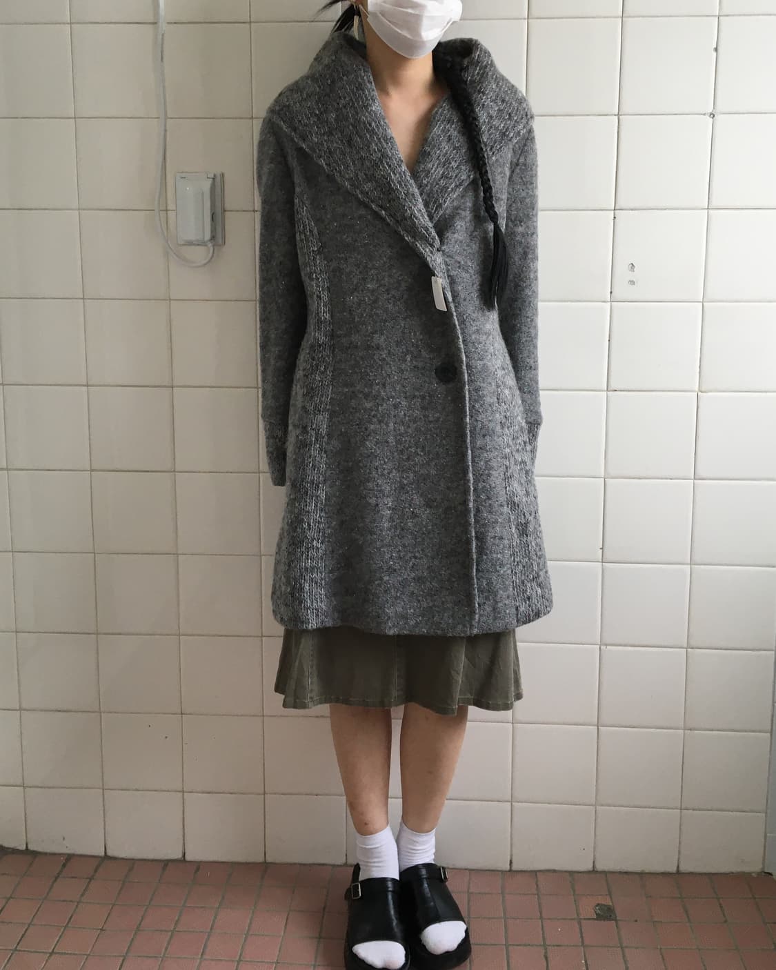 Neck line point woolen coat 상품이미지1