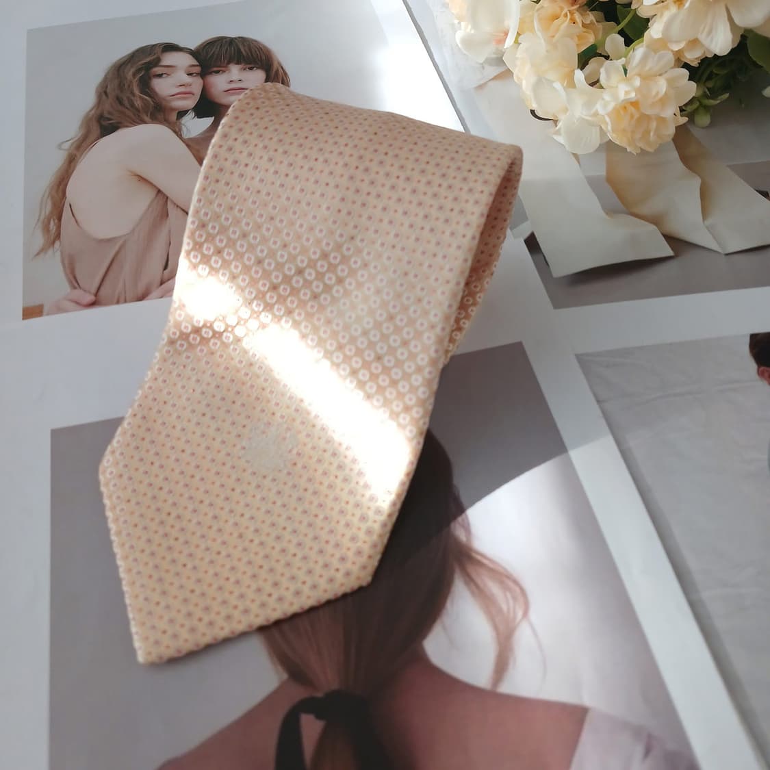 아쿠아스큐텀 실크 옐로우 자카드 넥타이 9cm A+등급 A19105
 상품이미지2