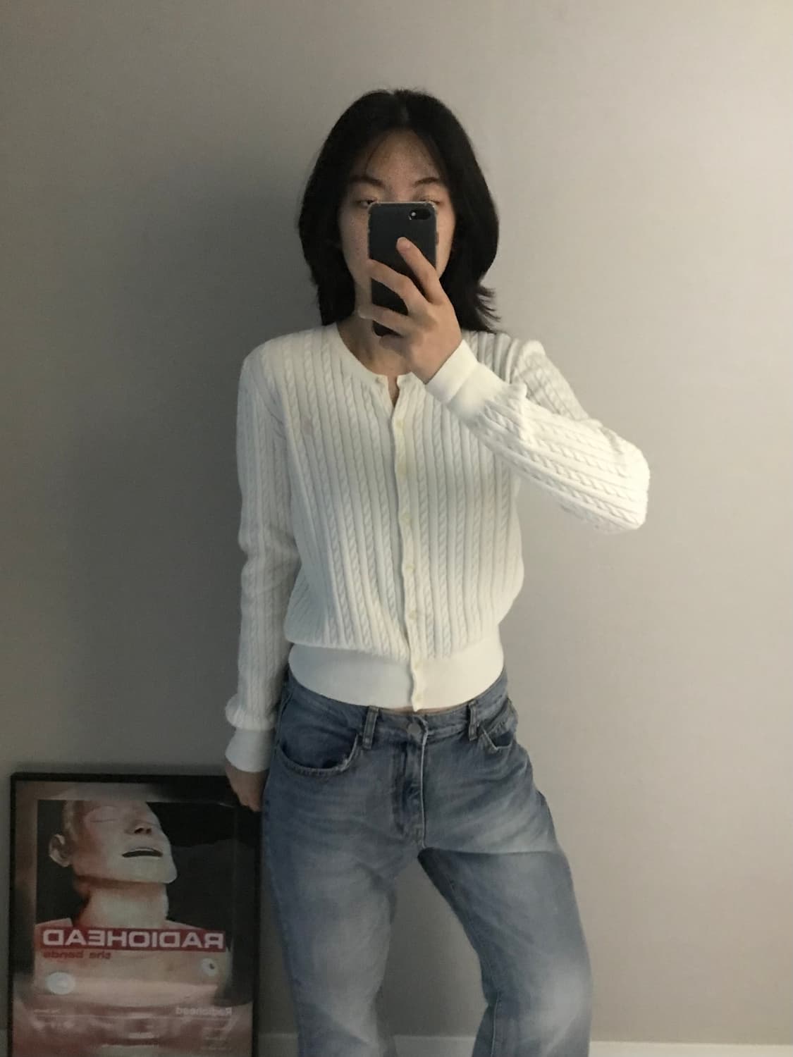 폴로 랄프로렌 포니로고 화이트 케이블 니트 가디건 상품이미지1