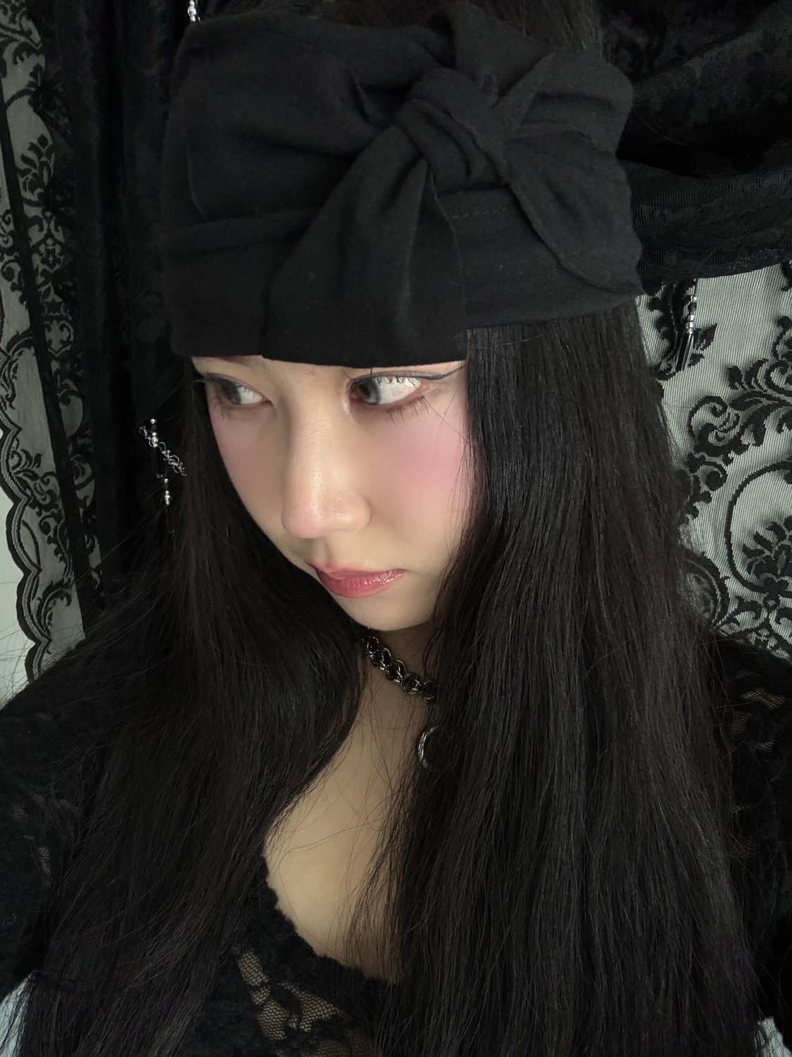 리본 포인트 배색 헤어밴드 상품이미지3