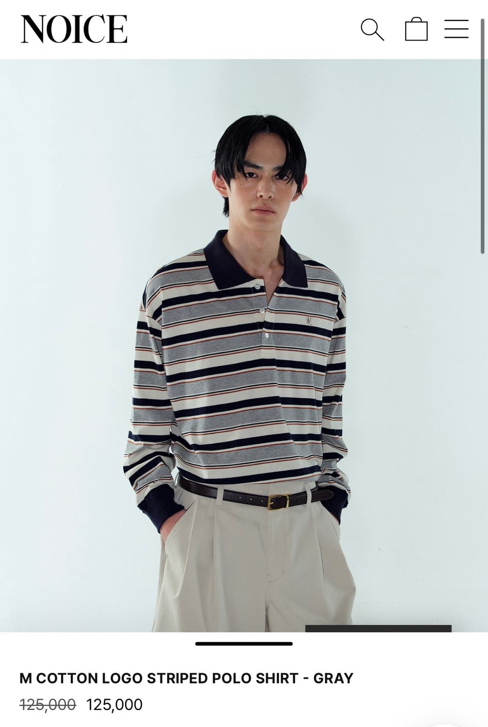 노이스 - 엠코튼 로고 스트라이프 폴로셔츠 S 상품이미지1