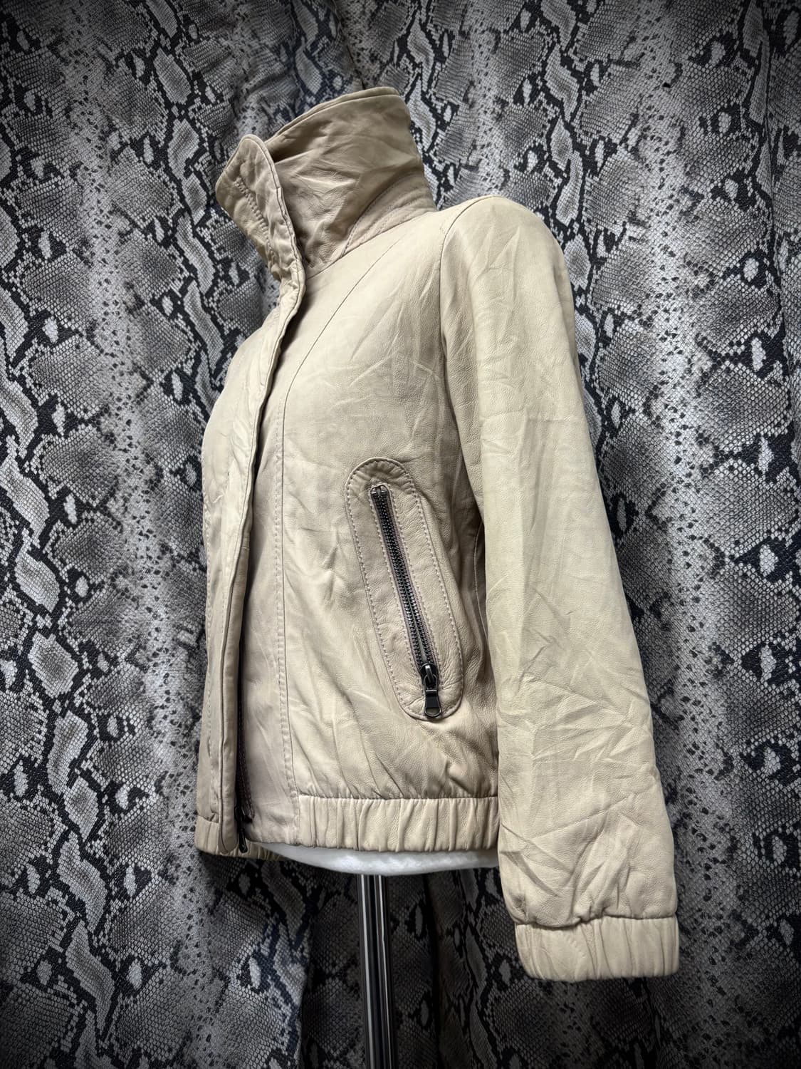 [Y2K]High-Neck Sand Bomber-Fit SheepSkin 상품이미지9