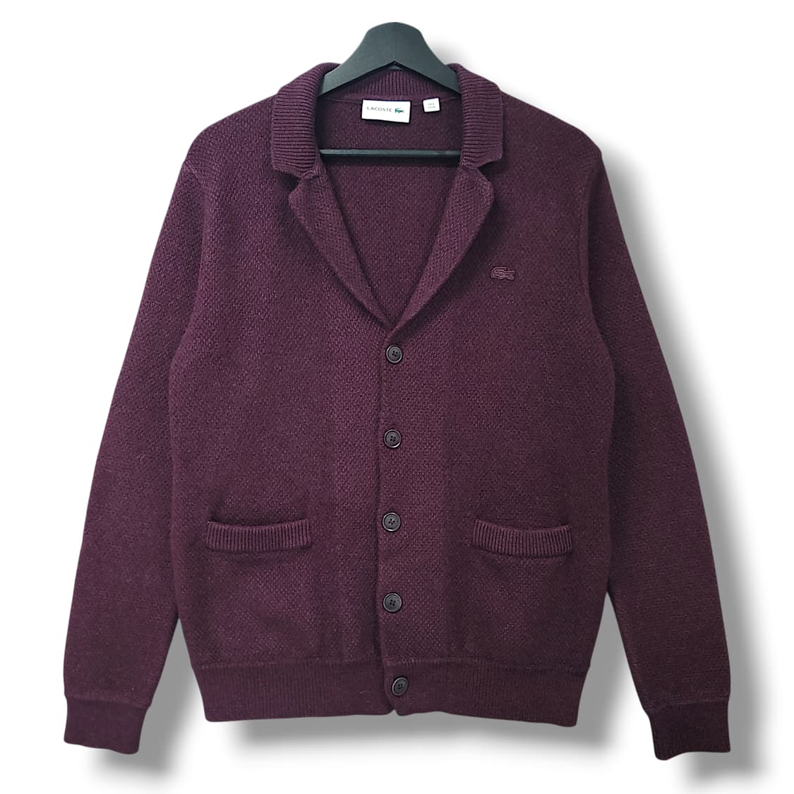 [100] 라코스테 버건디 울 혼방 숄 가디건 상품이미지1