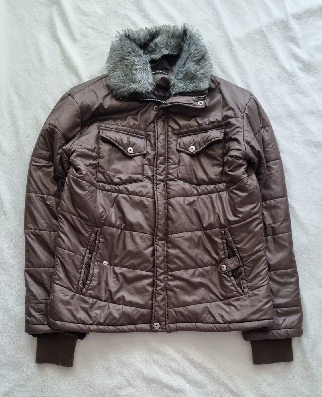빈티지 y2k 00s 펑크 그런지 브라운 퍼 패딩 상품이미지1