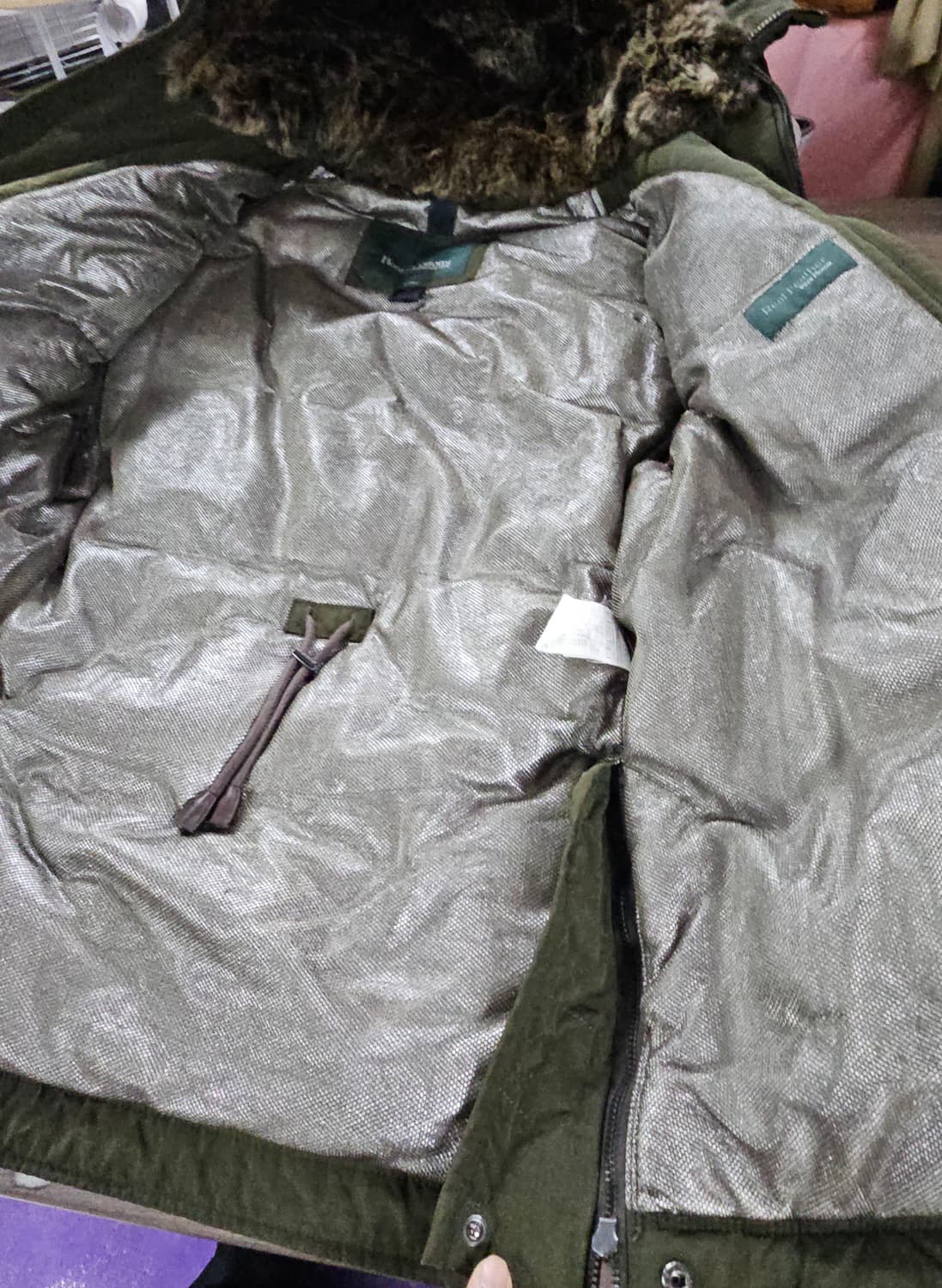 헤리코튼  카키색 후드 야상 패딩 점퍼 95 상품이미지5