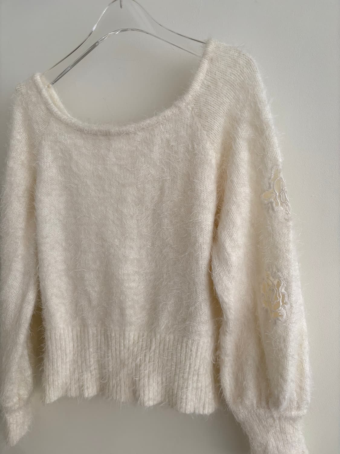 스나계 시스루 플라워 자수 털 니트 앙고라 니트  상품이미지7