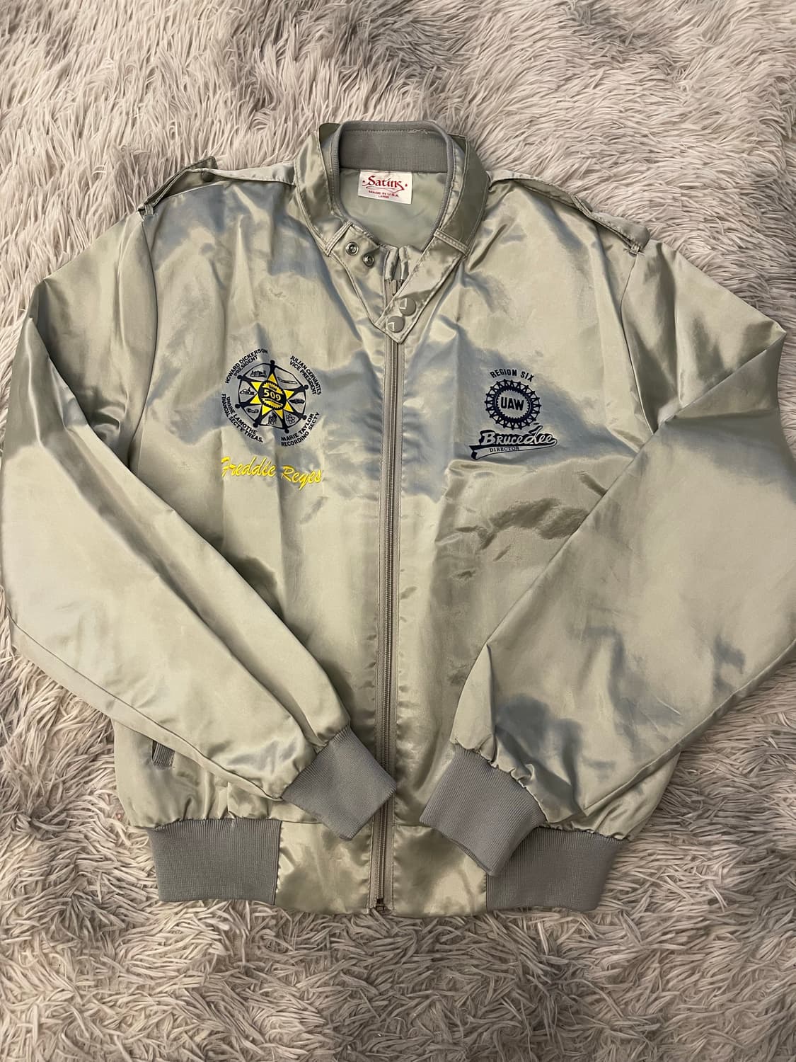 미국 빈티지 Made in the USA Satins UAW 블루종 자켓 상품이미지1