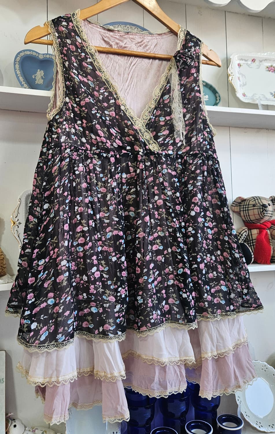 플라워 레이어드 캉캉 쉬폰 원피스 상품이미지2