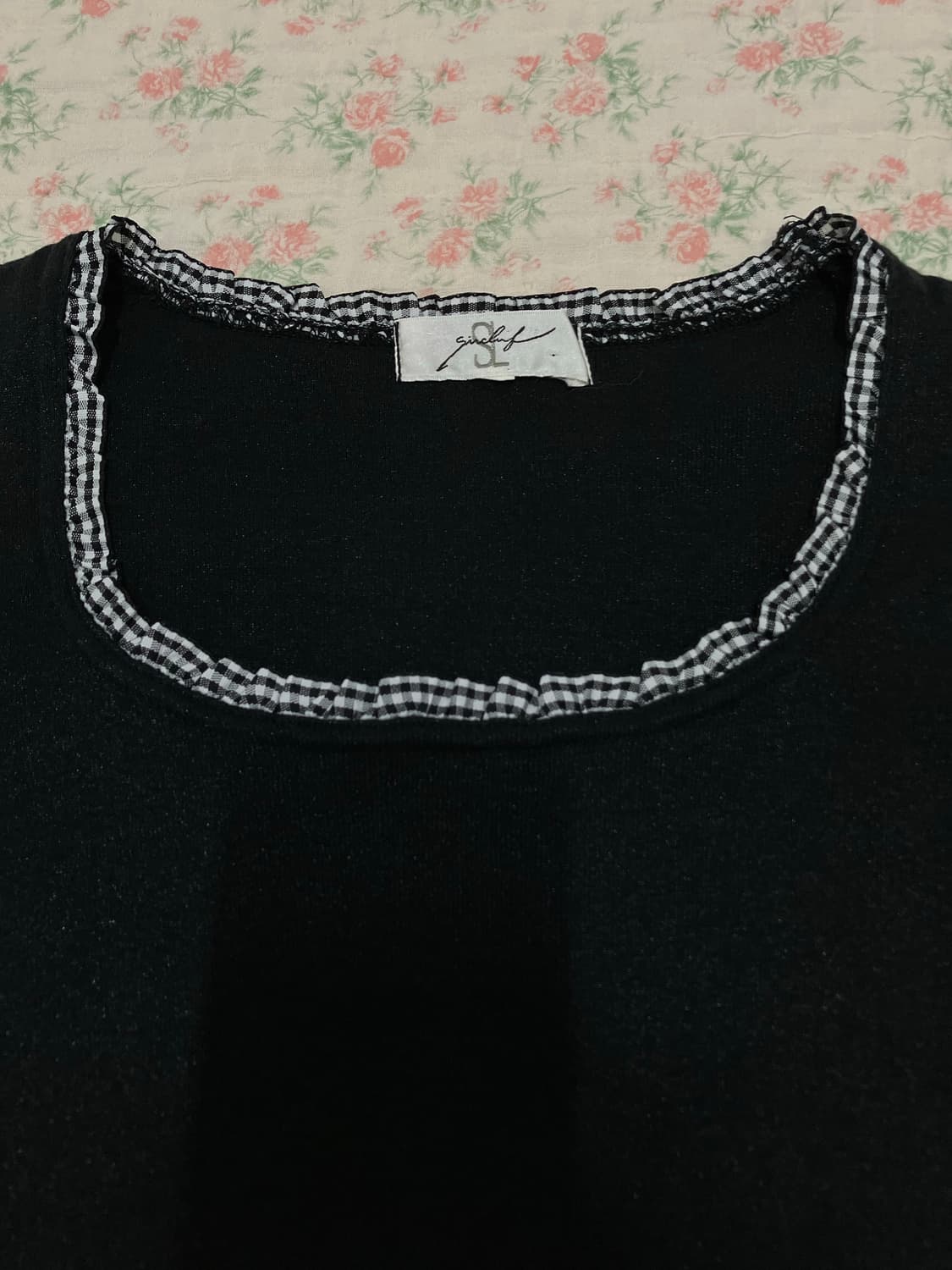 빈티지 레이스 펄 블랙 반팔 1104 모리걸 y2k 스트릿 갸루 펑키 일 상품이미지5