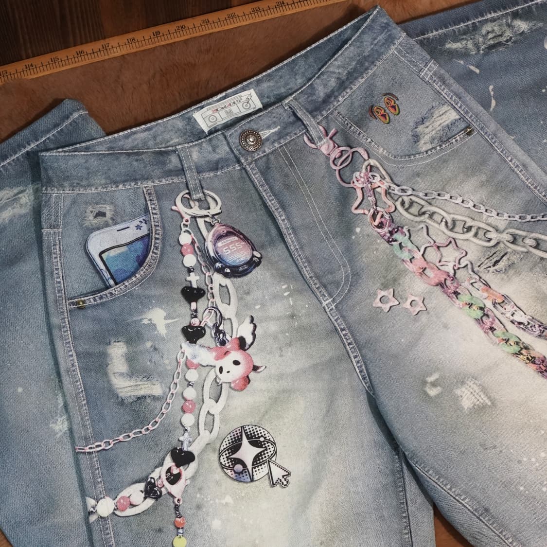 DND4DES 카툰 체인 와이드 팬츠 상품이미지2